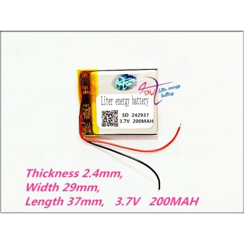 Mp3 Mp4 Player replacement battery for 242937 3.7v 200mAh rechargeable li Tablet polymer battery 253035