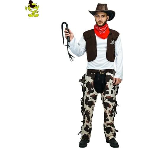 Mens Western Cowboy Costume Halloween Party Fancy Dress Handsome Cowboy Carnival Party Clothing Cosplay Cowboy Costumes