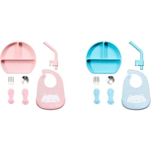 Childrens Plate Set Integrated Sucker Feeding Complementary Food Separation Plate Baby Learning To Eat Set