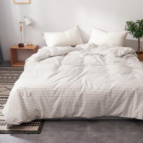 1 PCS Duvet Cover 100% Cotton Wash Cotton White Stripes, Yarn Weave Soft easy care USA King Queen Twin duvet cover set