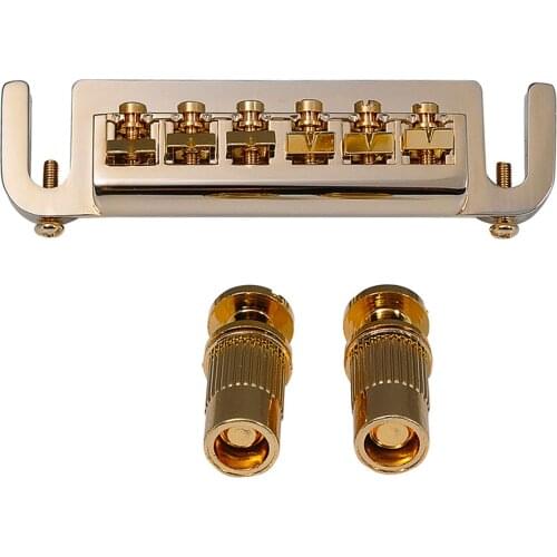 Musiclily Pro 52.5mm Badass Style Adjustable Wraparound Bridge Tailpiece for Epiphone Les Paul Junior LP Style Guitar, Gold