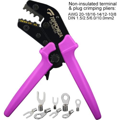 Terminals Crimping Pliers Interchangeable Dies Cable Crimper Non insulated AWG 20-18 16 12-10/8 Ratcheting Press Hand Tools