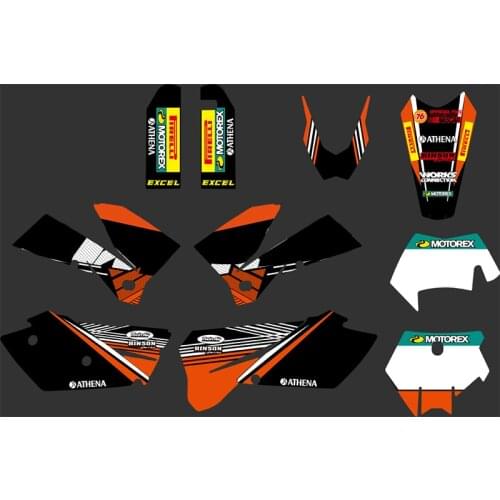 Orange &Black NEW TEAM GRAPHICS WITH MATCHING BACKGROUNDS FIT FOR KTM SXF MXC SX EXC Series 2005 2006 2007