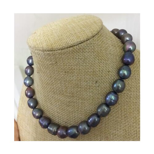 10-11mm south sea baroque black green pearl necklace 18inch 14k