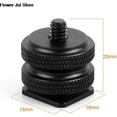 Pro 1/4" Dual Nuts Tripod Mount Screw Black To Flash Hot Shoe Adapter For Camera Studio Accessories NEW