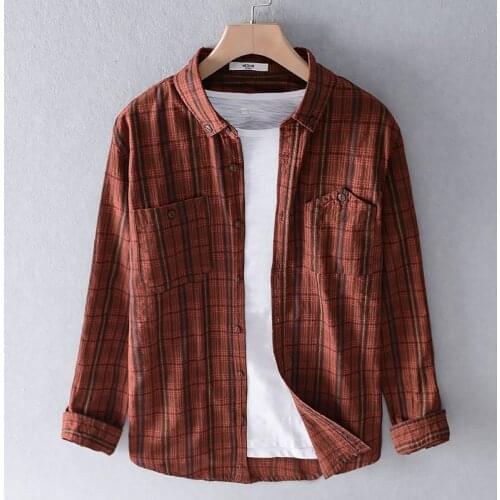 Frence style brand plaid shirts men cotton trend shirt for men long-sleeved spring summer shirt mens casual shirts male camisa