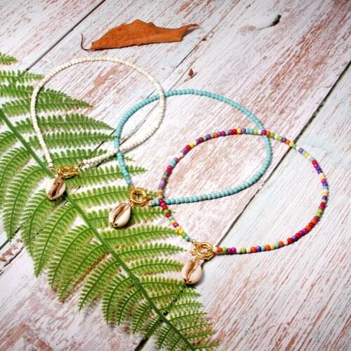 Handmade Colorful Seed Beads Choker for Women Fashion Trendy Bohemian Summer Chic Bib Collier Femme Cowrie Shell Choker Necklace