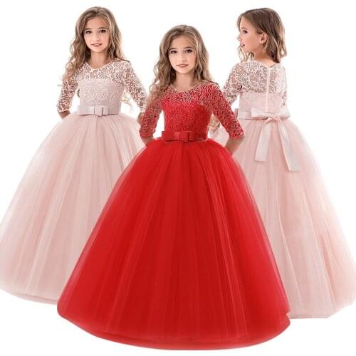 Flower Lace Dress Girls Clothes Princess Party Pageant Long Gown Kids Dresses for Girls Christmas Dress 6-14 Years Halloween