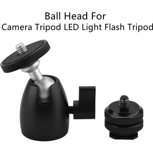 Ball Head For Camera Tripod LED Light Flash Tripod Bracket Holder Mount 1/4 Hot Shoe Adapter Cradle Camera Accessories