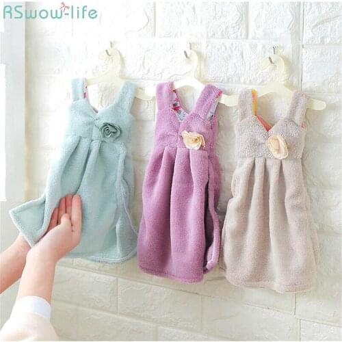 Cute Dress With Thick Coralline Velvet Towel Absorbent Hanging Kitchen Towel Ladies Hankies Cute Handkerchief Coral Velvet Skirt