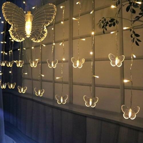 3.5M Icicle LED String Lights Curtain Fairy Christmas Wedding Party Lamp USB / Battery Butterfly Garland Decoration String Lamp
