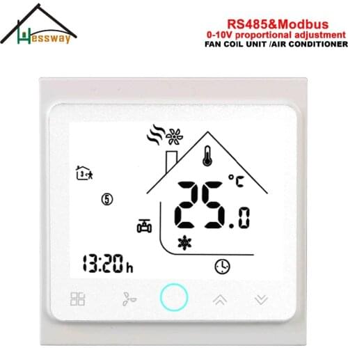 HESSWAY 2P cool heating THERMOSTAT RS485/MODBUS RTU communication for 0-10V proportional control Valve with fan coil unit