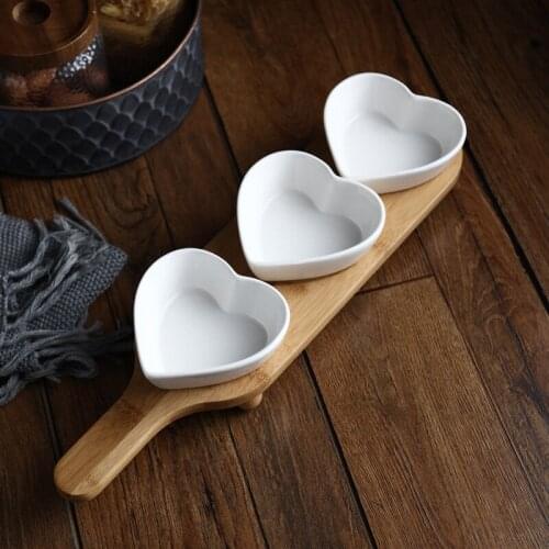Creative Ceramic Afternoon Tea Snack Plate Fruit Plate Three-piece Set with Handle Table Decoration Hotel Service Tray