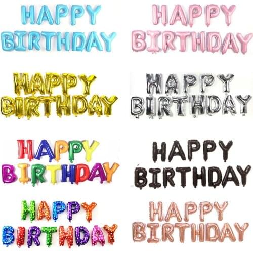 13pcs Happy Birthday Letter Balloons 16inch Foil Ballons Birthday Party Decorations Rose Gold Silver Black Globos Gifts Supplies