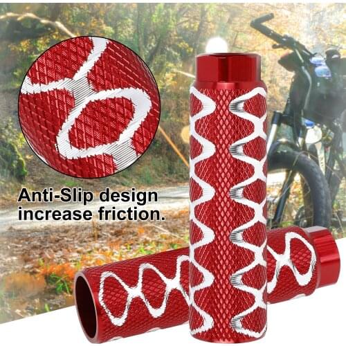 Uxcell 1 Pair Round Wave Stripes Footrests Bike Axle Rear Foot Pegs Pedal Aluminum Alloy Nonslip 3/8 Inch Bike Accessories