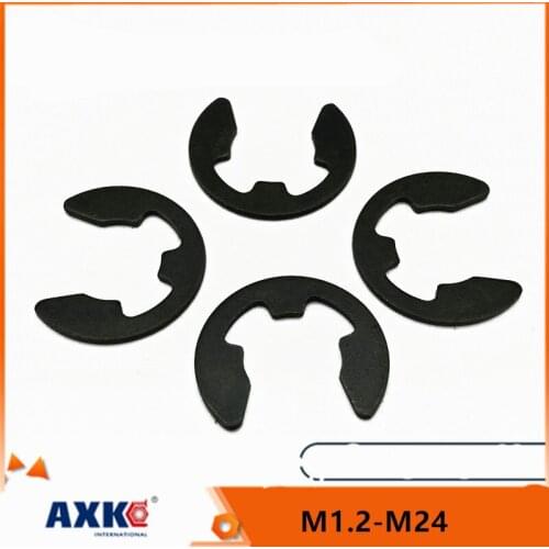 10/50/100 M1.2 M1.5 M2 M3 M3.5 M4 M5 M6 M7 M8 M10 - M24 Black 65mn Steel E Clip Circlip Retaining Ring Washer for Shaft Fastener