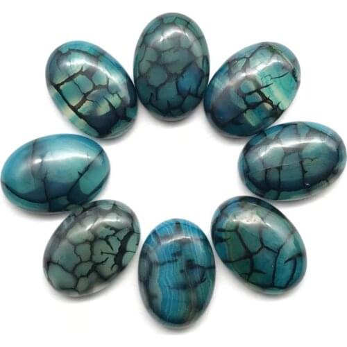 10Pcs 25x18x7mm wholesale Blue Dragon Veins Agates Oval Cab Cabochon Dw035(Send Randomly)