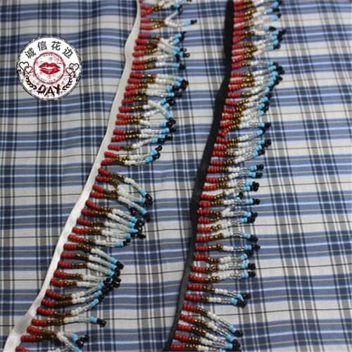 2 yards/lot Newest Ethnic Tassel Trim Bead Ribbon DIY Sewing Fabric Appliques Clothes Accessories Fashion Decoration Beads Lace