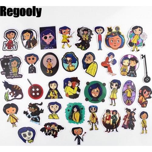 35pcs Coraline & the Secret Door Cartoon Children Stickers Skateboard Guitar Suitcase Waterproof scrapbooking Sticker Kid Toy