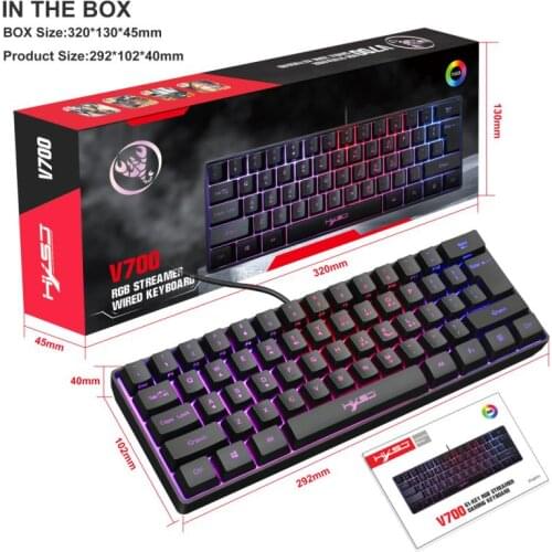 61 Keys Gaming Keyboard RGB Lighting Wired Keyboards With Box For Tablet Desktop PC Computer Multiple Shortcut Key Combinations
