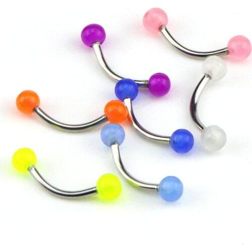 7Pcs Acrylic Body Piercing Luminous Barbell Jewelry Multicolor Surgical Steel Glow Eyebrow Nose Bars Rings