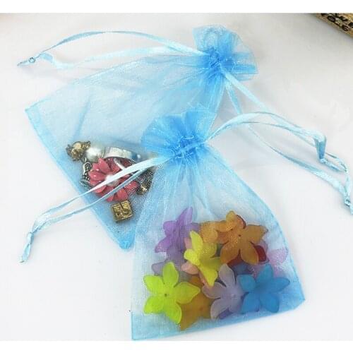Promotion! 1000 Pcs Organza Wedding Favour Bags Jewelry Pouches Light Blue 9x12cm