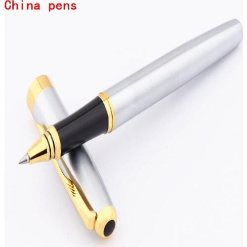 Baoer 388 Silver Business Metal Roller ball Pen Medium Nib Gold Clip Rollerball Pen office School Supplies