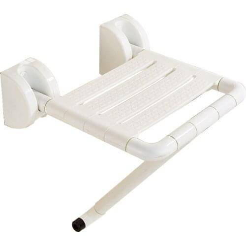 Bathroom Safe Chair White Foldable PVC and Stainless Steel Material Wall mounted Chair With Leg
