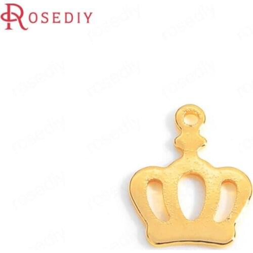 C831)20 pieces 11x14mm Hanging Hole 1mm 24K Gold Color Brass Crown Charms Pendants High Quality Jewelry Findings Accessories