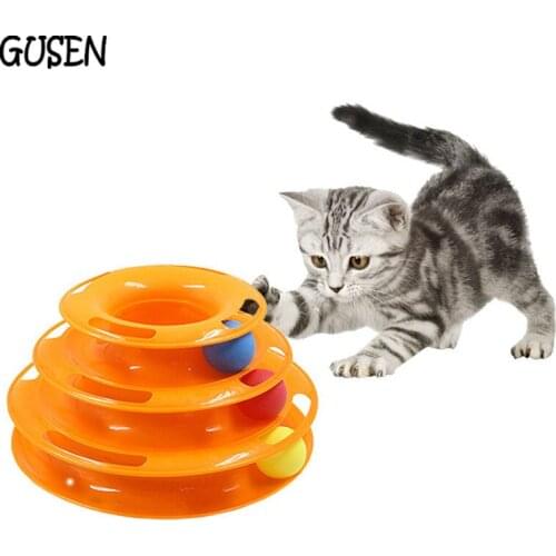 Pet interactive toy cat dog three-layer turntable amusement track funny pet toy plate cat dog turntable