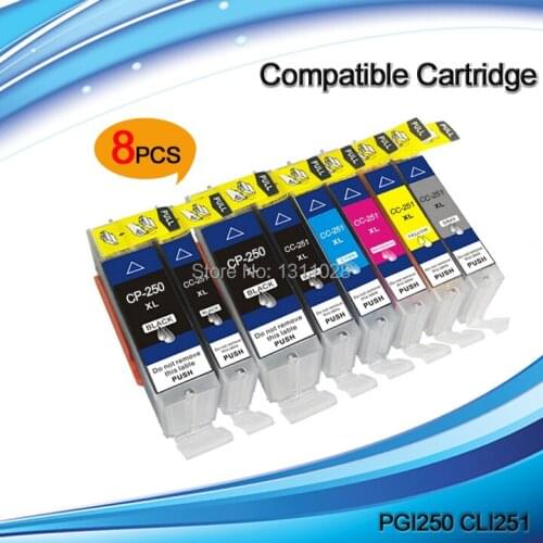 INK WAY 8 Pack pgi-250 cli-251 compatible inkjet cartridges for PIXMA MG6320 MG7120,2BK+1 SET ,free shipping
