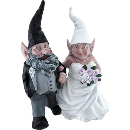Creative Garden Dwarf Resin Deco Couple Wedding Statue Old Grandpa And Grandma Wedding Statue Crafts Wedding Anniversary Gift