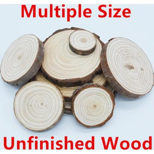 Multiple Size Natural Unfinished Round Wood Slices Circles Wooden Chips For DIY Craft Wedding Birthday Party Painting Decoration