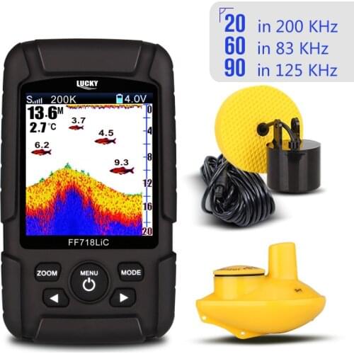 LUCKY FF718LiCD Portable Fish Finder Monitor 2 in 1 200KHz/83KHz Dual Sonar Frequency 328ft/100m Detection Depth echo sound