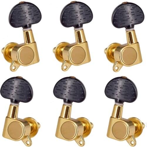 A Set 3R3L Beautiful Gold Sealed gear Tuning Pegs Machine Heads for Guitar accessories parts With Black Wood texture Button