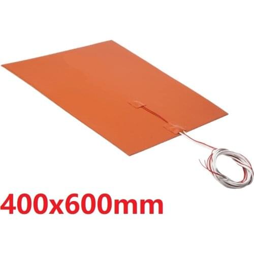 400*600*1.5mm Heating Mat for 3D Printer Flexible Silicone Rubber Heater 220v 1200W Adhesive 1side 100k Thermistor 2000mm Lead