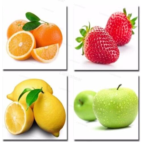 4 Panels Food Canvas Wall Art Fruit Painting for Home Kitchen Decorative Art Picture Paint On Canvas Prints