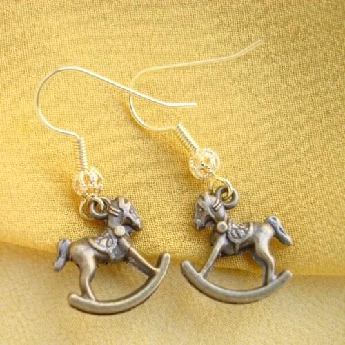RED SNAKE Newest Vintage Retro Style Jewelry Gunmetal rocking horse Earrings Cooper Dangle Earring for Women EB0043