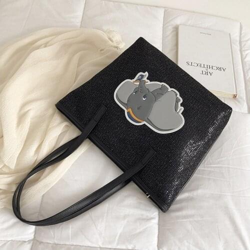 Disney Dumbo sequin tote bag large capacity handbag lady casual bag shoulder bag gift shopping bag storage