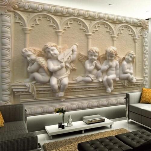 Wellyu European three-dimensional relief mural angel baby wall custom large mural wallpaper papel de parede para quarto