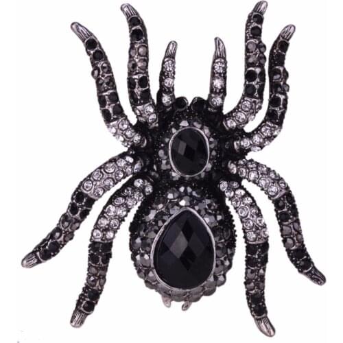 YACQ Spider Stretch Ring Scarf Clasp Halloween Party Gothic Jewelry Gifts Charms Women Girls Antique Silver Black Dropshipping