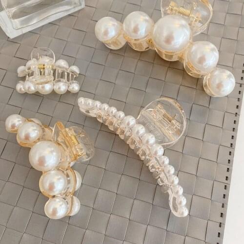 Trendy Imitation Pearl Hair Claws Clips for Women Hair Accessories Korean Fashion Hair Styling Tool Crab Headwear