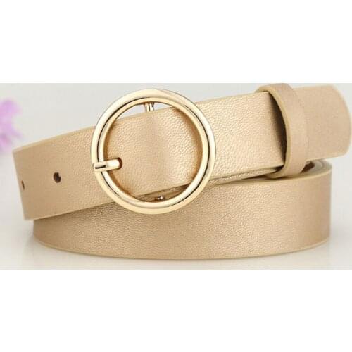 Gold Round Metal Circle Belt Female Gold Silver Black White PU Leather Waist Belts For Women Jeans Pants Wholesale