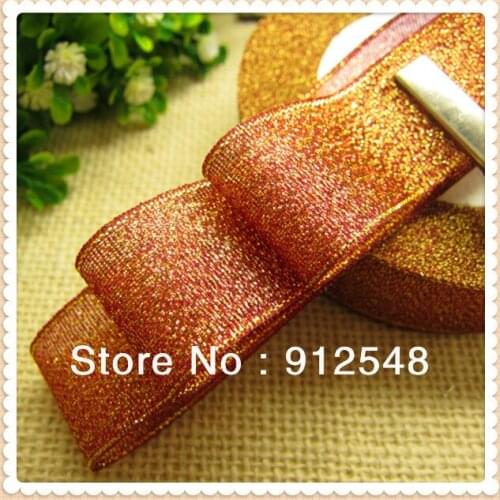 1'' (25mm) in Width 25yards Christmas Metallic Glitter Organza Ribbons for Gift Wrapping, Christmas Tree Room Decoration,9869