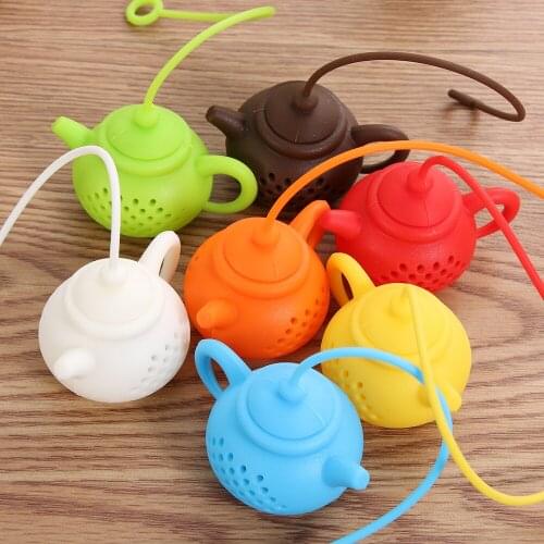 1PC Creative Teapot Shape Tea Infuser Silicone Strainer Tea Leaf Bag Filter Teaware Kitchen Gadget Travel Hot Pot Spice Diffuser