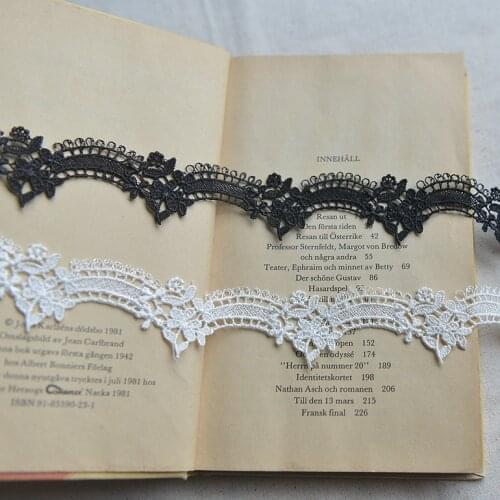1Yards New Embroidery Ribbon Lace Trim Lace Applique Sewing 3cm Black White Lace Fabric For Wedding Dresses telas de encaje LE27