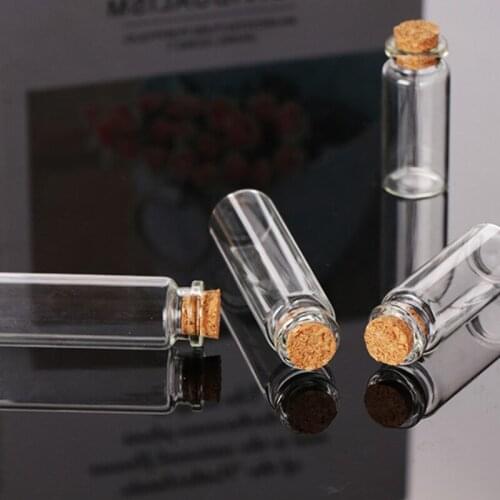 10pcs Mini Glass Wish Bottle Vial with Cork Stopper Storage Pendant 0.5/1/2/20mL