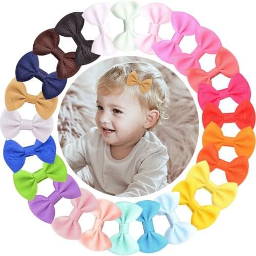 120pc/lot 1.8inch Baby Girl Boutique Solid Grosgrain Ribbon Hair Bow With Fully Wrapped Hair Clips Kids Hair Accessories Bulk