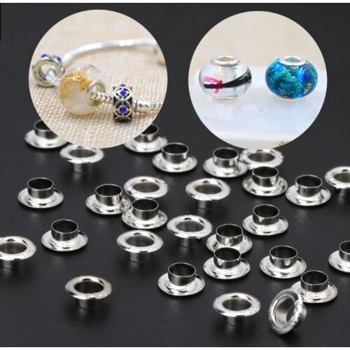 30Pcs 925 Sterling Silver Smooth Beads Cap Large Hole Beads For Jewelry Making R2LE