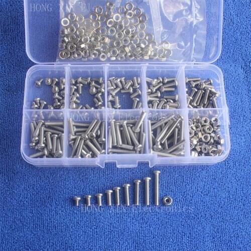 360Pcs M3 Metric phillips Button Head Stainless Steel screws nuts PCB Threaded Bolt Assortment kit set Fastener Hardware screw